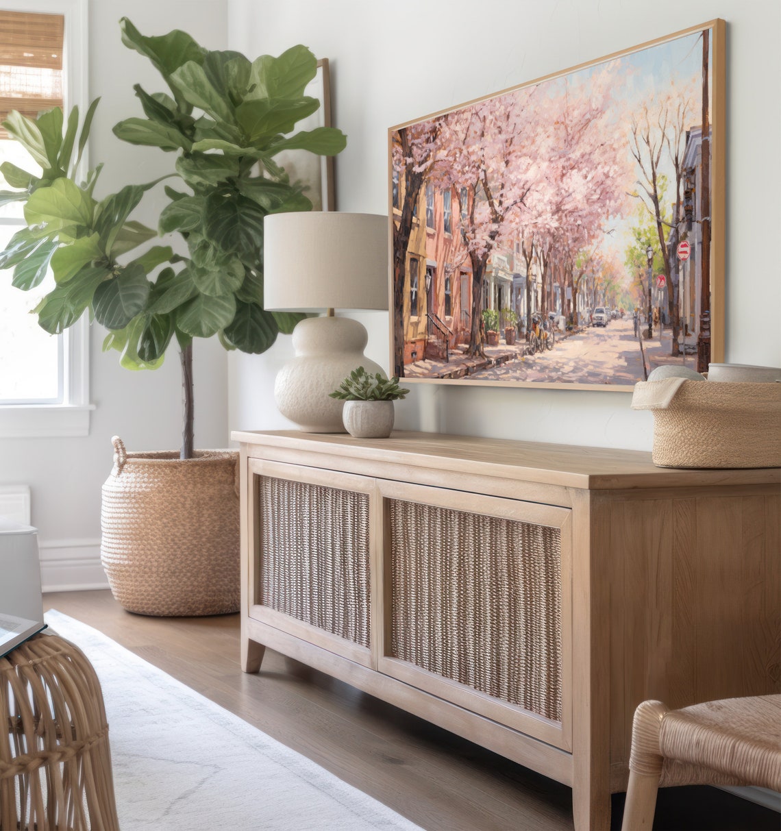 Cherry Blossom Street in Bloom Spring Frame TV Art Cityscape Print - Image 7