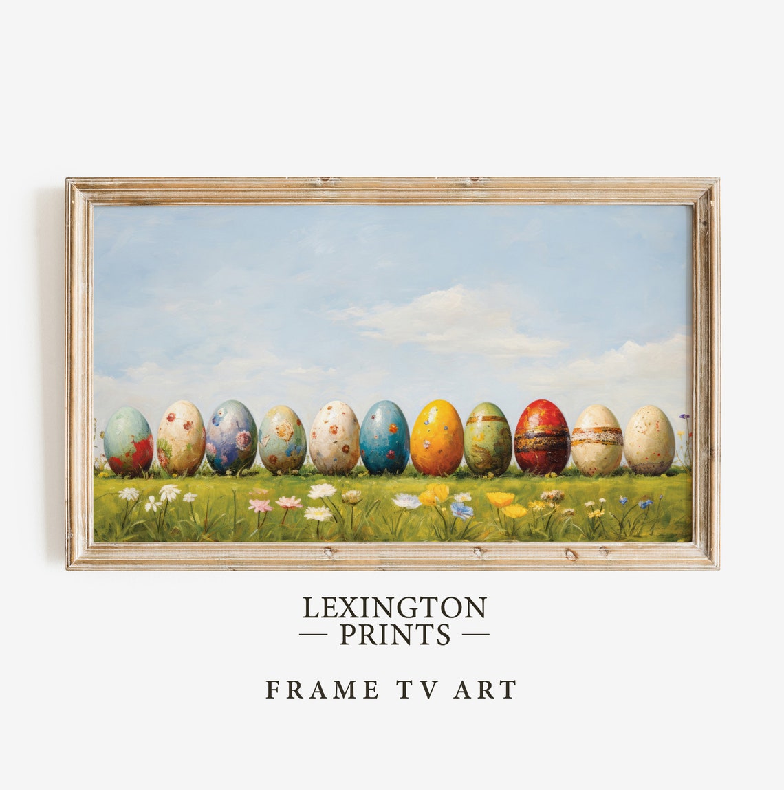 Painted Easter Eggs in Wildflower Meadow Spring Scene Poster