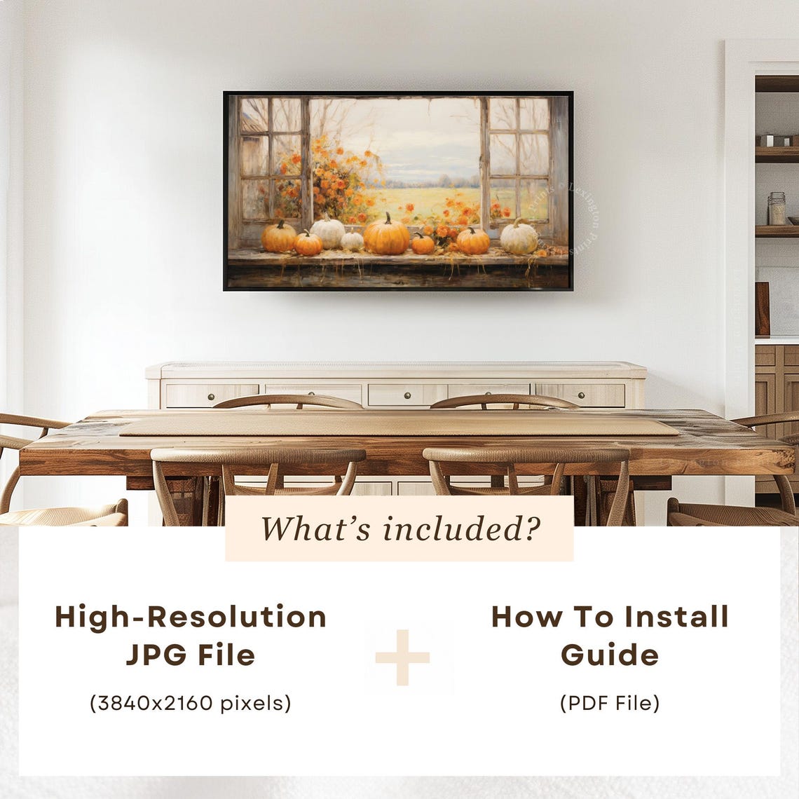 Pumpkins on Rustic Window Sill with Autumn Flowers Fall Harvest Poster - Image 6