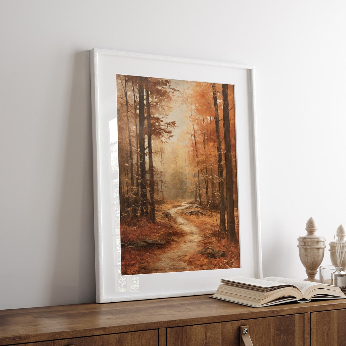 Autumn Forest Path Golden Leaves Vintage Fall Landscape Poster - Image 4
