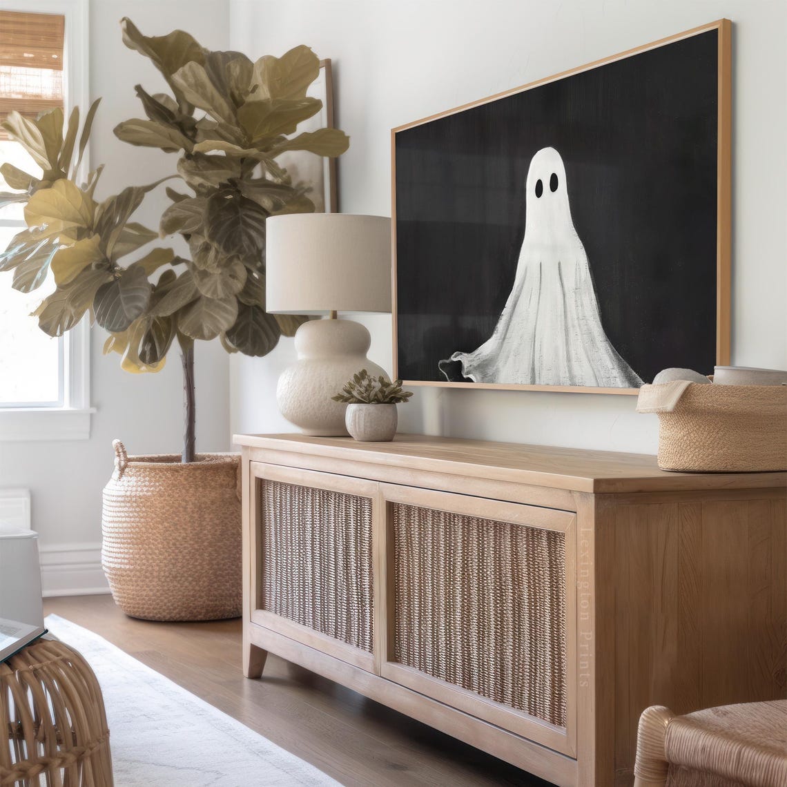 Spooky Ghost Halloween Frame TV Art Black White Cute Art Poster - Image 4