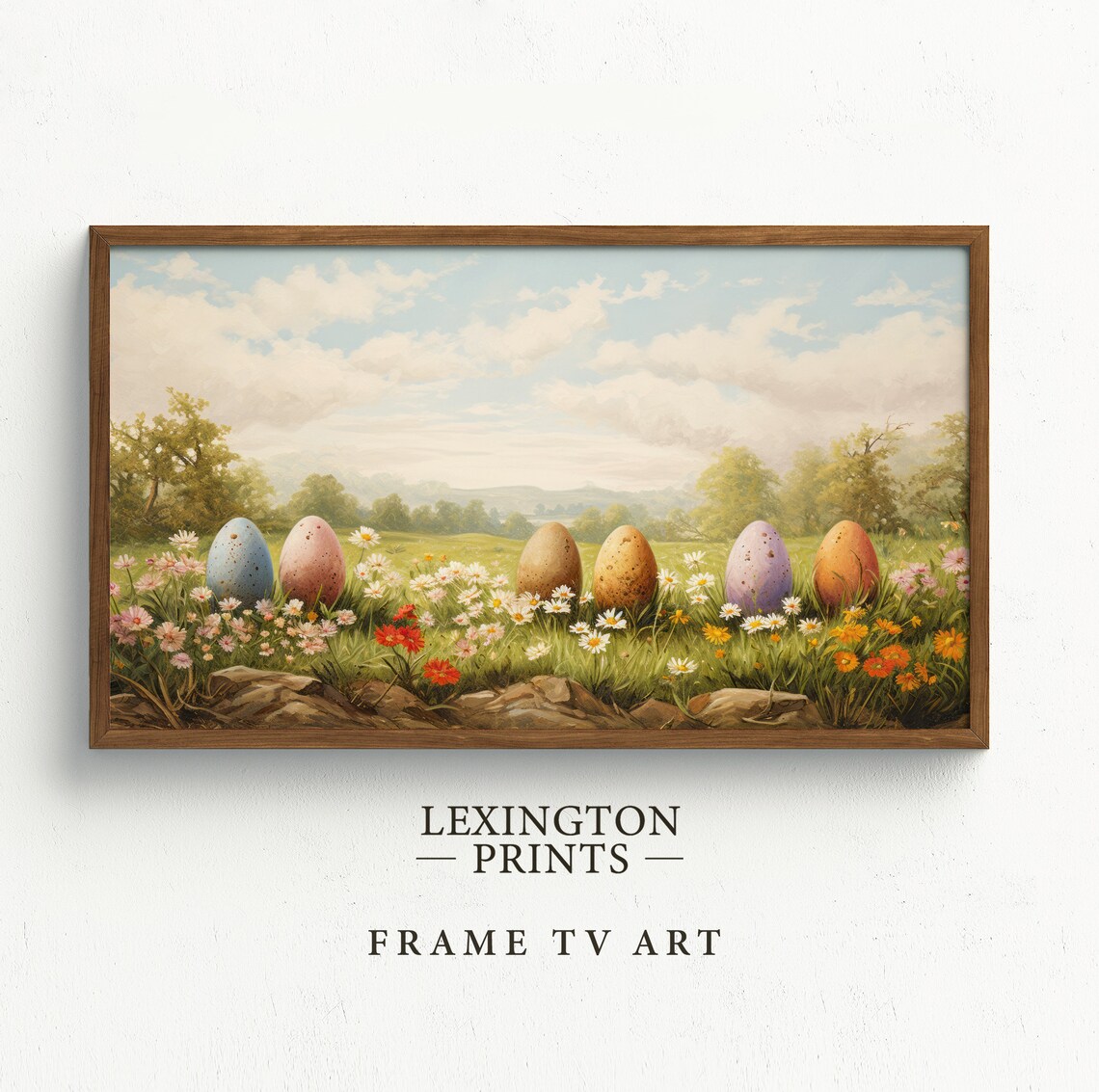 Colorful Painted Easter Eggs Nestled In Wildflower Meadow Spring Poster - Image 5