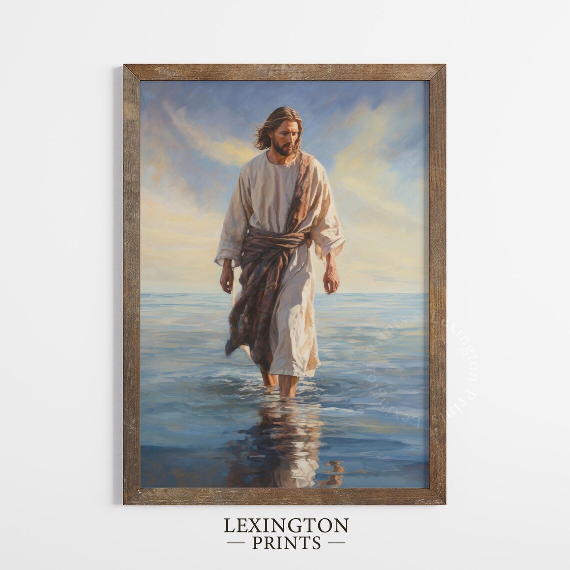 Jesus Walking On Water Christian Ocean Faith Miracle Painting Poster - Image 3