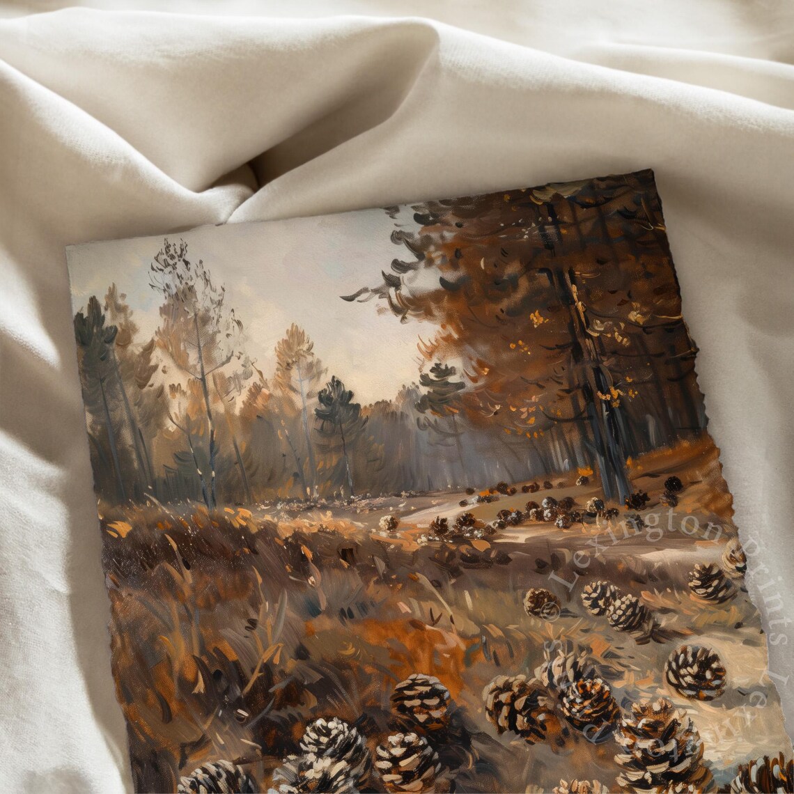 Pinecones in Autumn Forest Vintage Oil Painting Nature Poster - Image 8