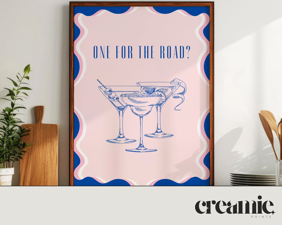One For The Road Cocktail Print, Retro Bar Decor - Image 4