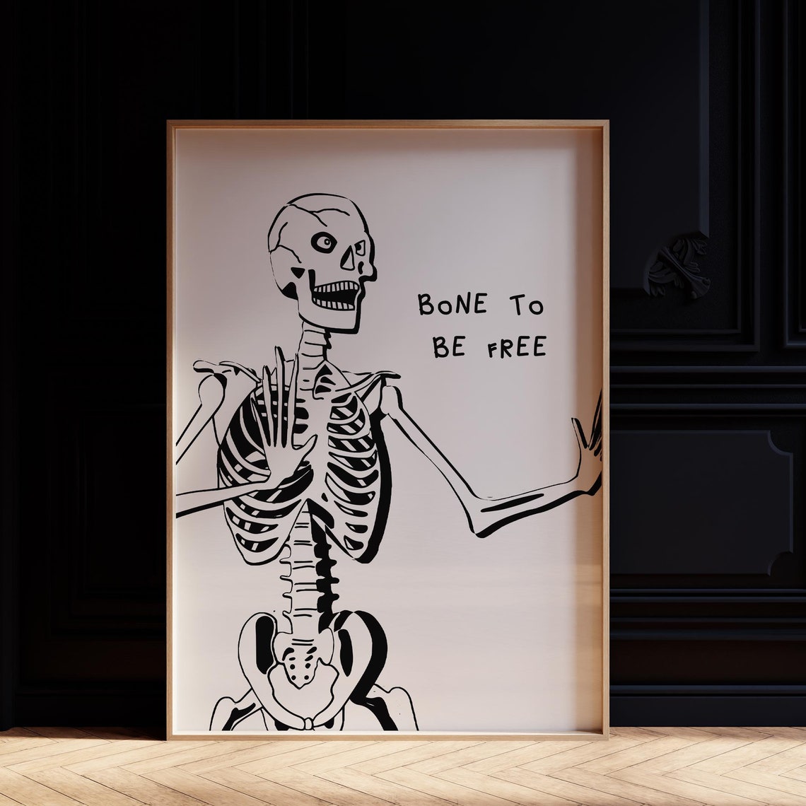 Bone To Be Free Dancing Skeleton Funny Halloween Wall Poster