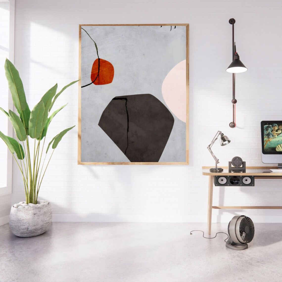 Minimalist Abstract Painting, Contemporary Living Room - Image 2