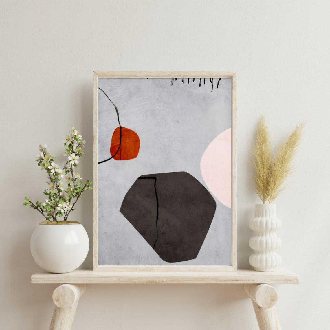 Minimalist Abstract Painting, Contemporary Living Room