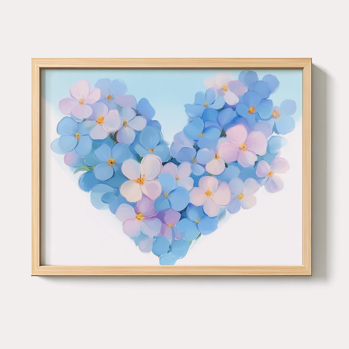 Forget Me Not Flower Heart Botanical Watercolor Romantic Art Poster