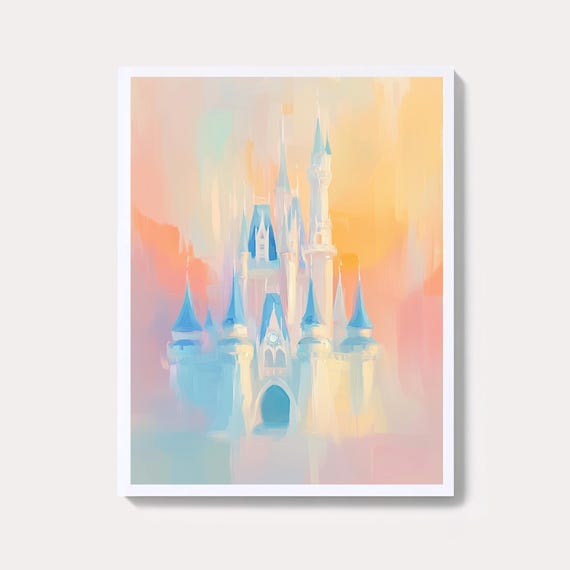 Pastel Castle Art Print Abstract Kingdom Kids Room Decor
