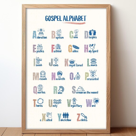 Gospel Alphabet Bible Terms A to Z Kids Christian Educational Print