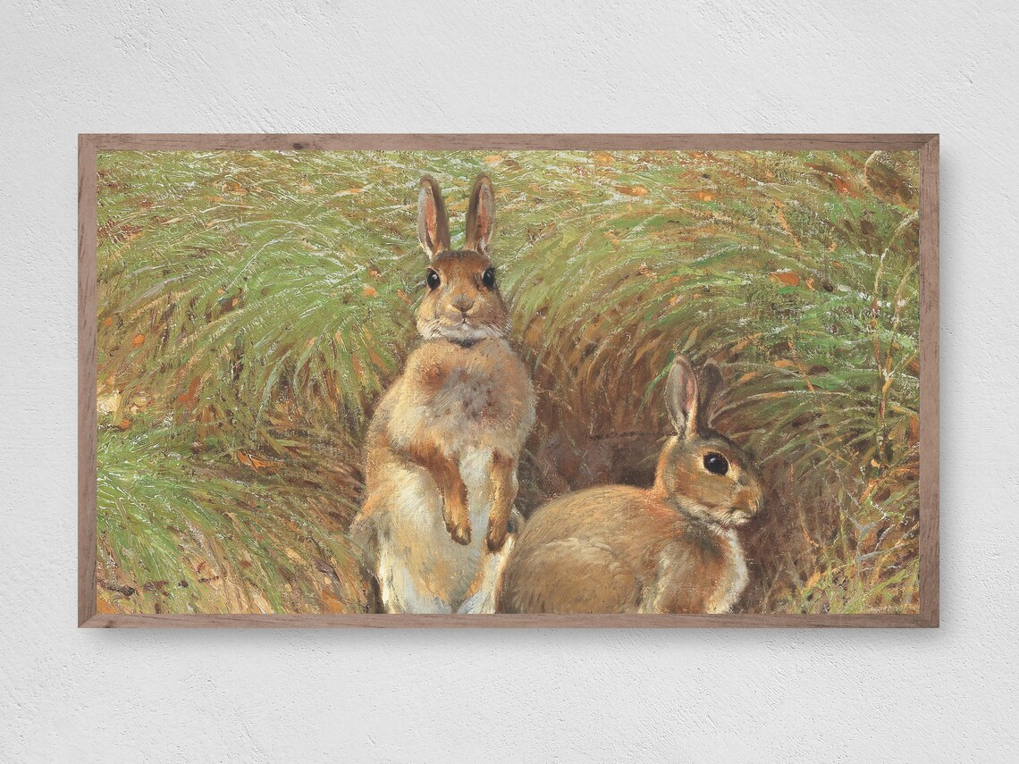 Easter Bunny Pair Painting, Easter Art Print