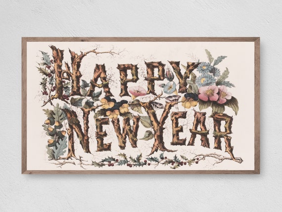 Happy New Year Natural Winter Holiday Art Print