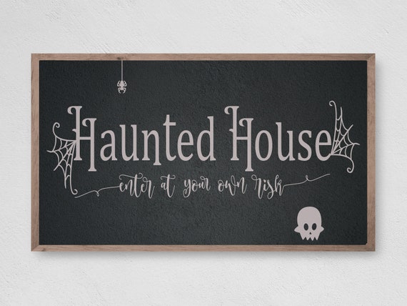Halloween Haunted House Sign, Halloween Art Print