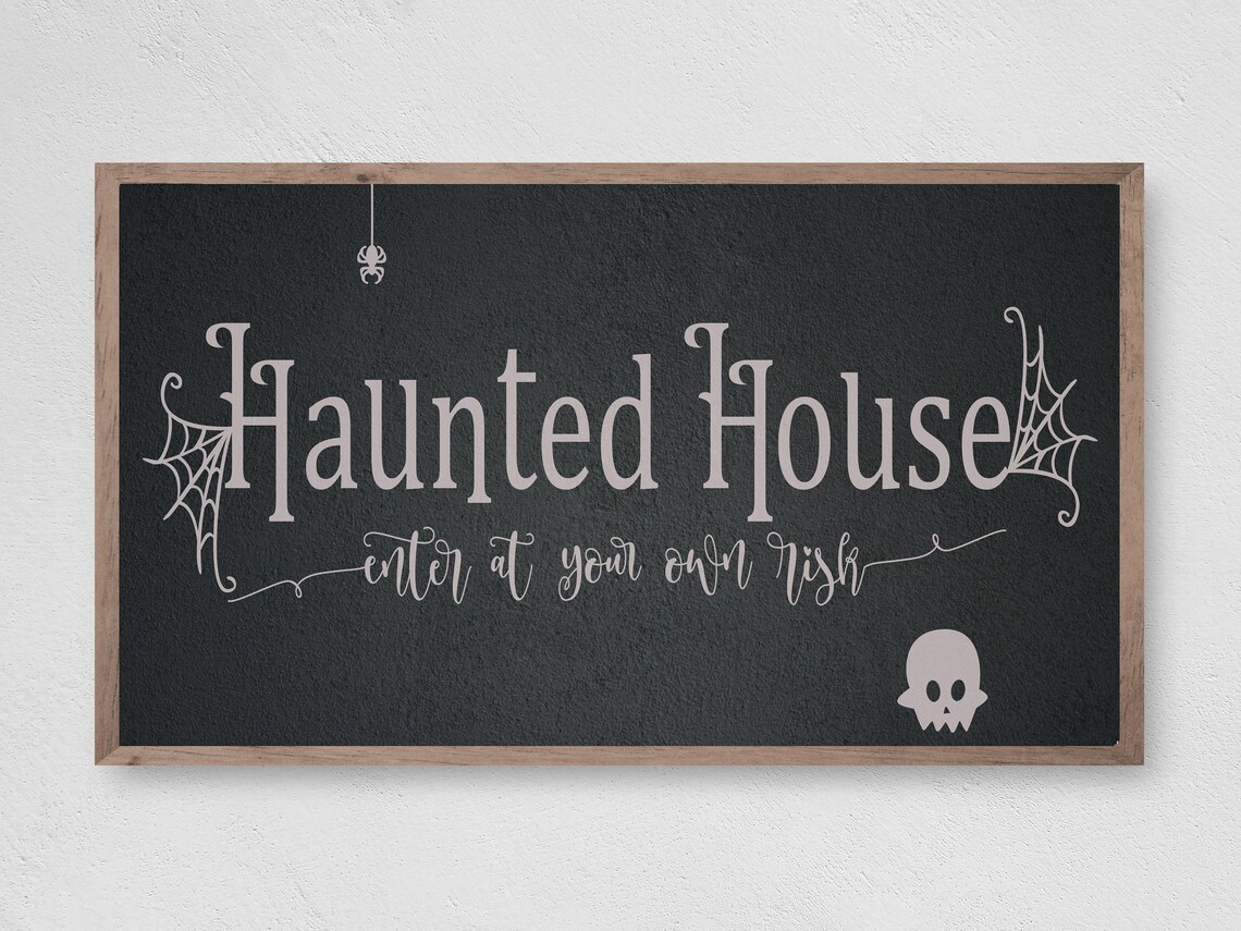 Halloween Haunted House Sign, Halloween Art Print
