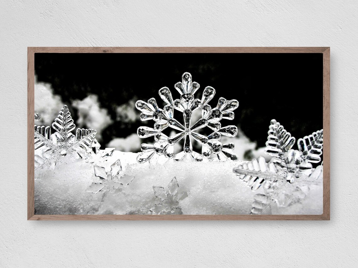 Snowflakes Christmas Winter Art Print, Frame TV Art