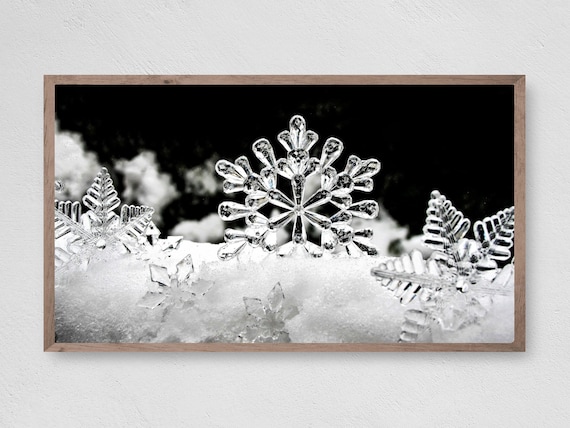 Snowflakes Christmas Winter Art Print, Frame TV Art