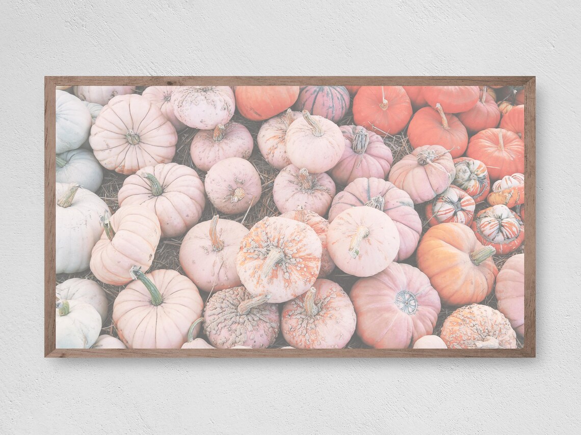 Pink Pumpkin Pile Art Print, Instant Fall Decor