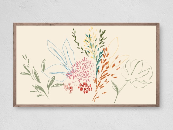 Colorful Wildflower Sketch Art Print, Botanical Decor