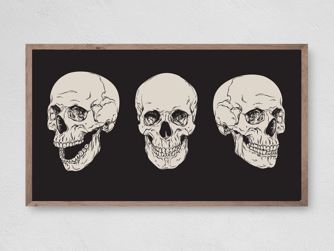 Halloween Skeletons Modern Halloween Art Print
