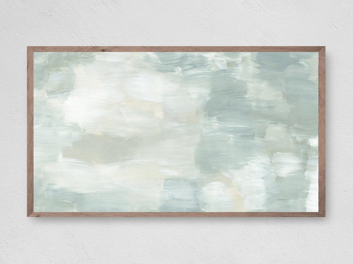 Abstract Reflected Water Seafoam Grey White Wave Stroke Art Poster