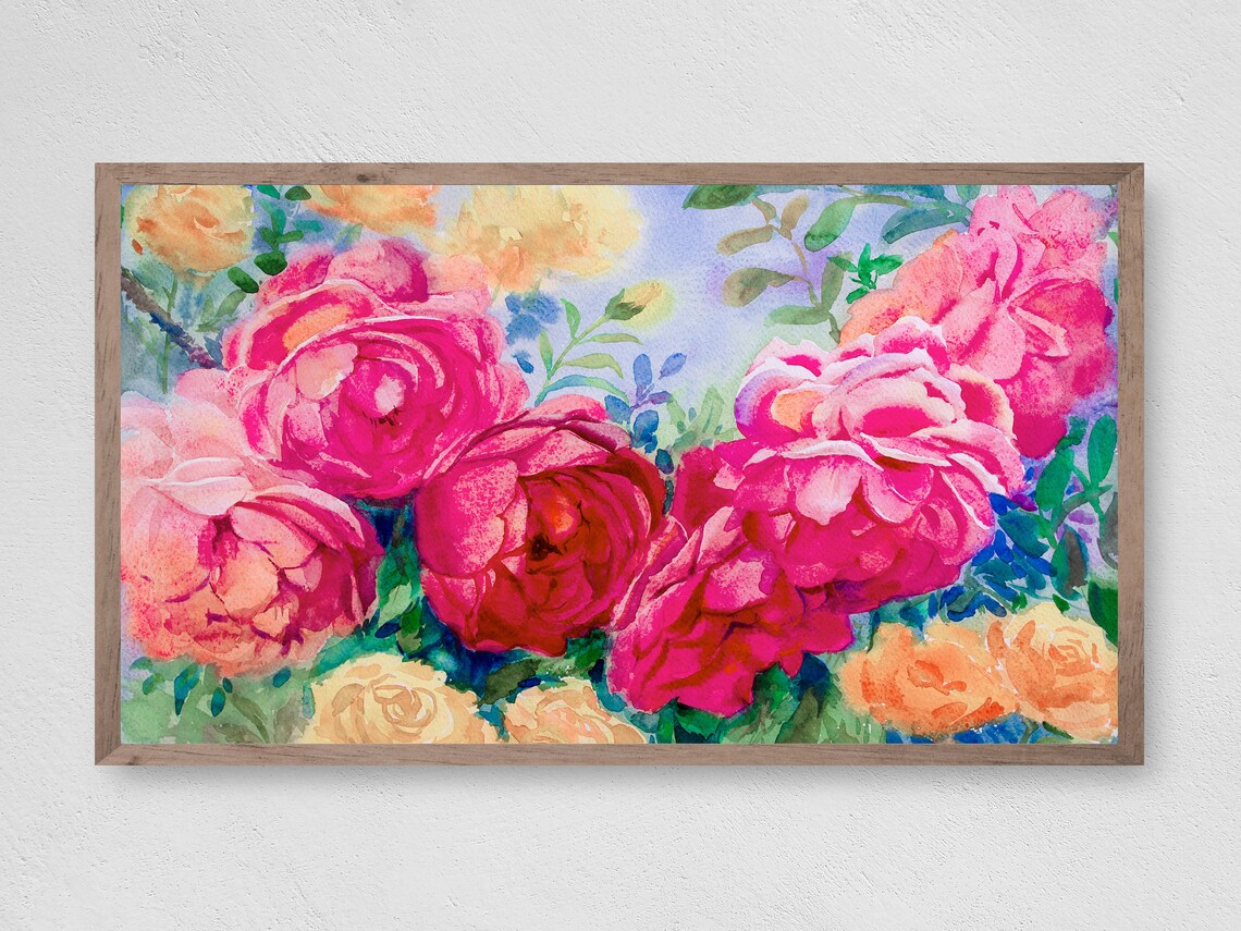Watercolor Roses Art Print, Botanical Floral Decor
