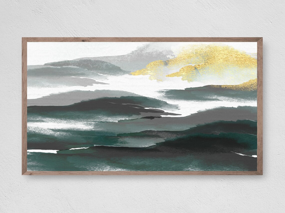 Golden Ocean Abstract Art Print, Coastal Decor