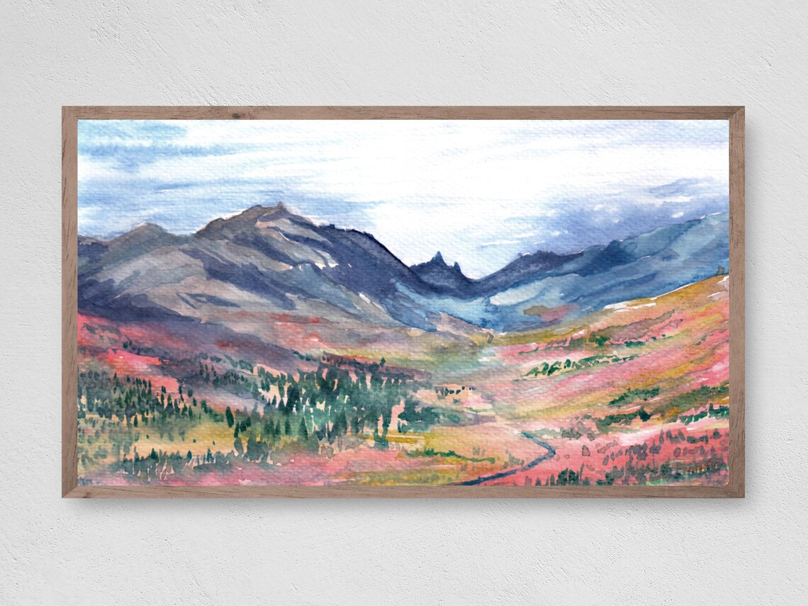 Painted Mountains Art Print, Nature Landscape