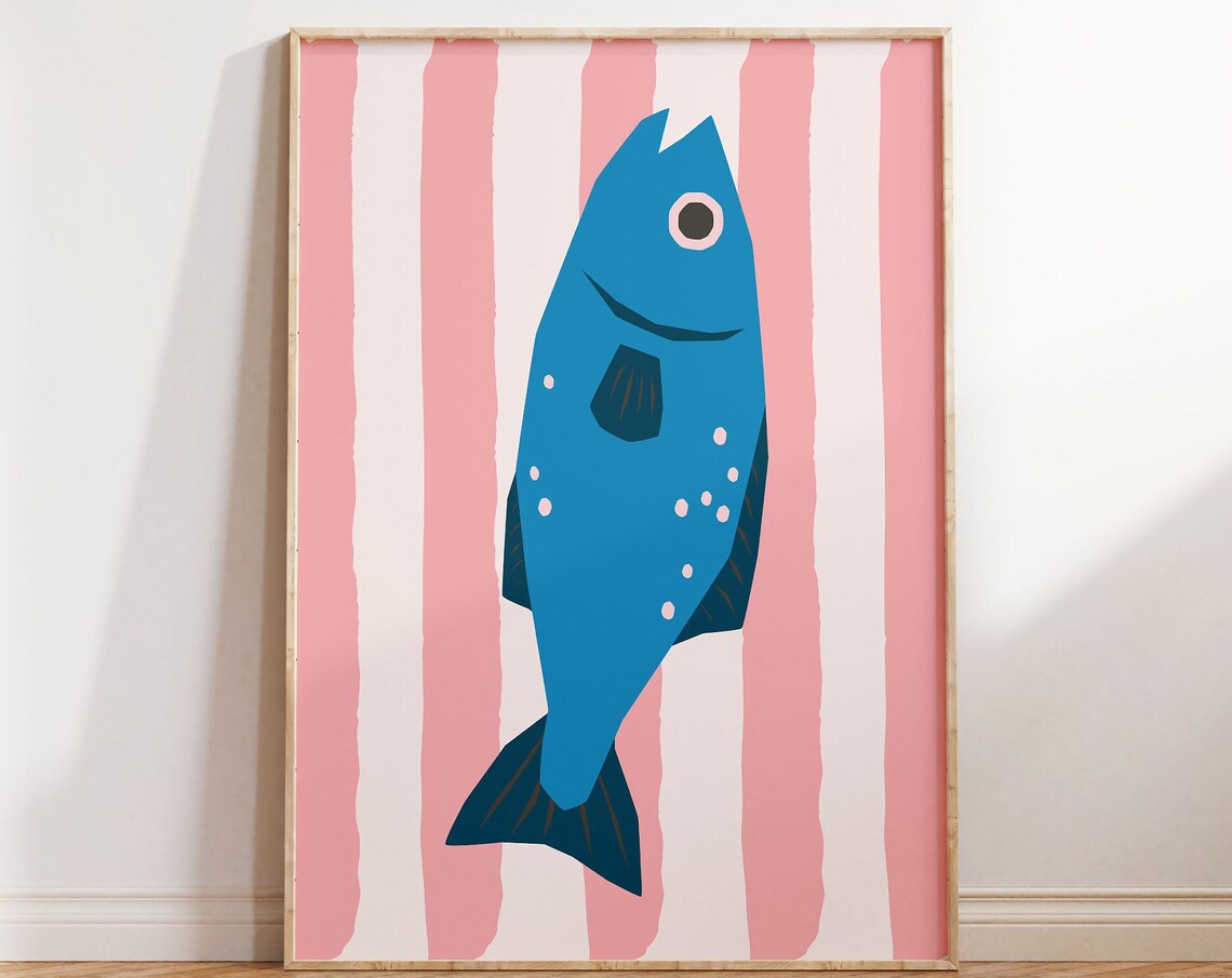 Maximalist Retro Fish Sea Life Kitchen Art Print