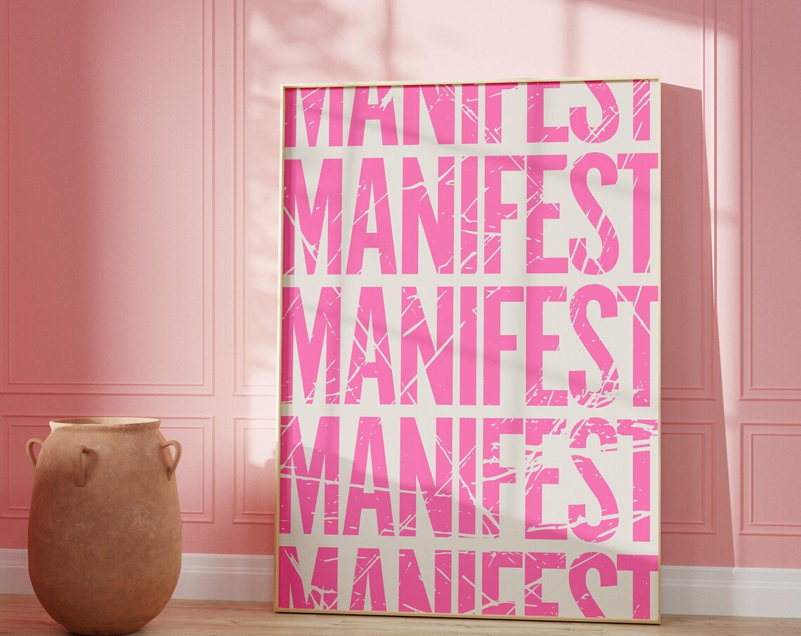 Manifest Motivational Quote Poster, Retro Y2K Aesthetic - Image 4