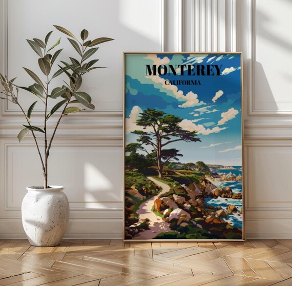 Monterey California Lone Cypress 17 Mile Drive Coastal Travel Poster