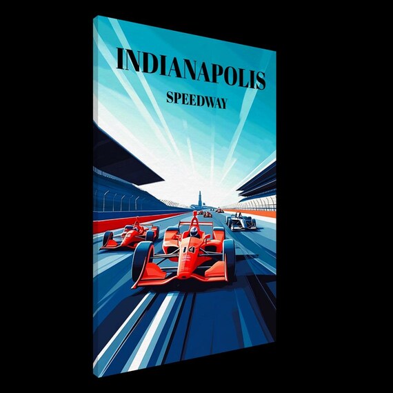 Indianapolis Speedway Open Wheel Race Cars Retro Artwork Vintage Poster