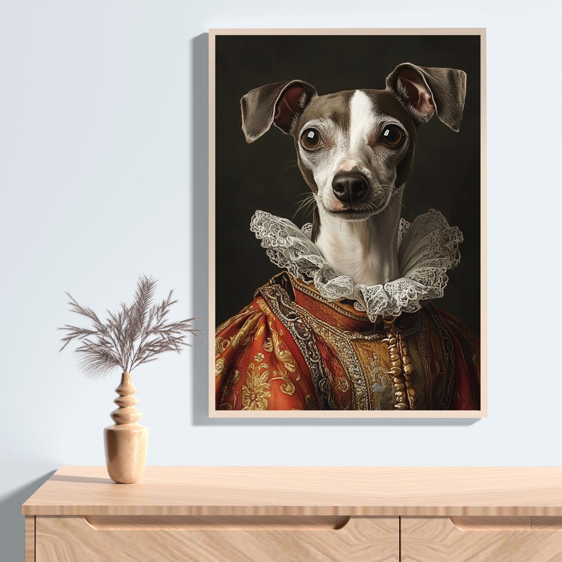Aristocratic Italian Greyhound Funny Dog Art Renaissance Painting Quirky Dog Print Funny Pet Lover Gift Dog Portrait Print Ai Art - Image 2