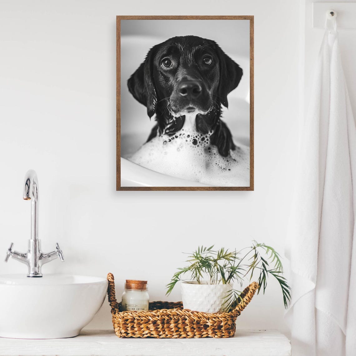 Black Labrador Puppy Bubble Bath Cute Dog Bathroom Wall Poster - Image 2