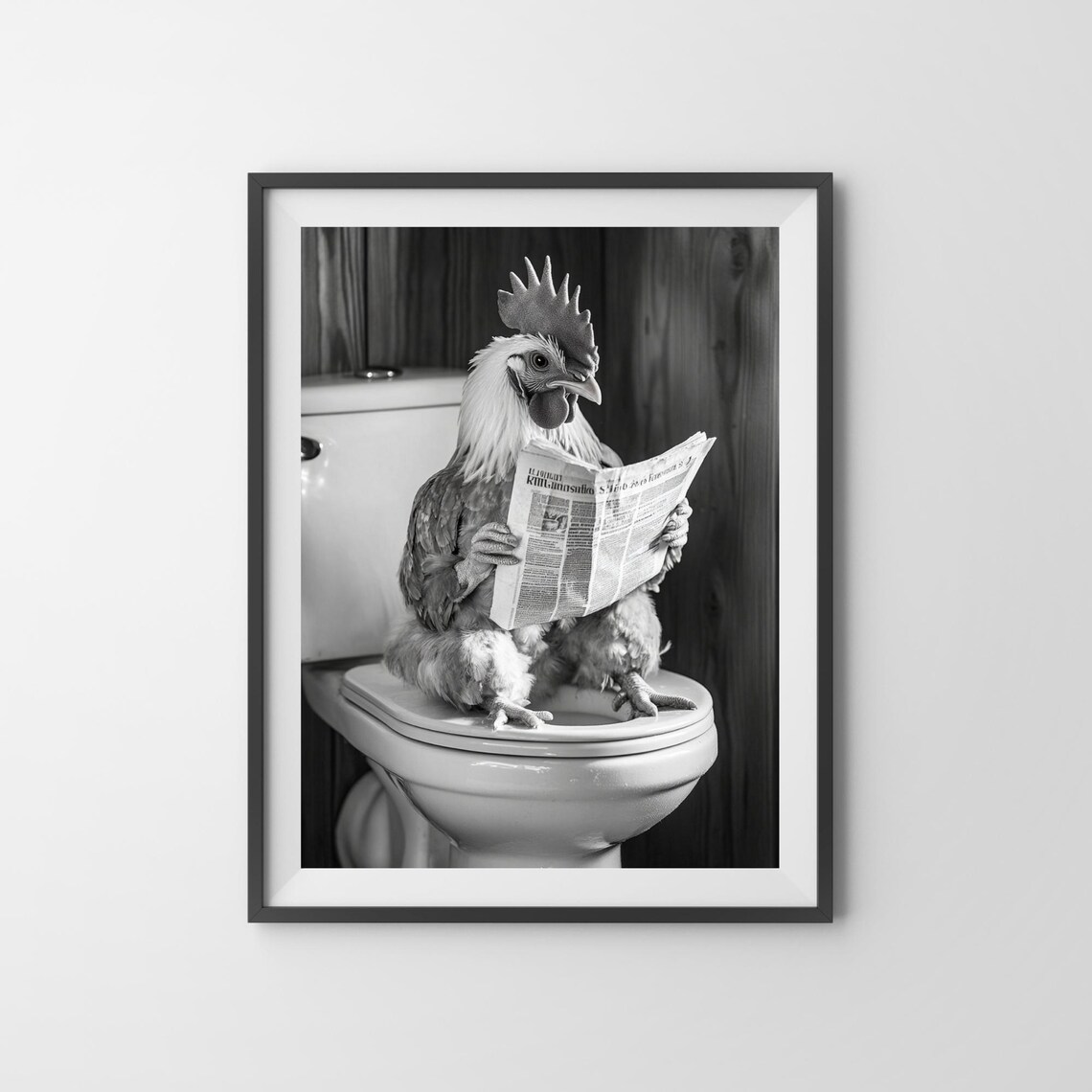Chicken On The Toilet Vintage Bathroom Humor Art Print - Image 3