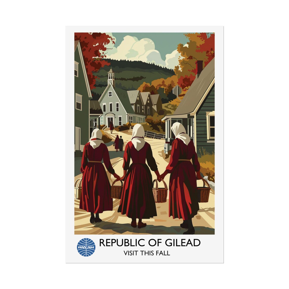 Republic Of Gilead Autumn Village Vintage Dystopian Travel Poster - Image 2