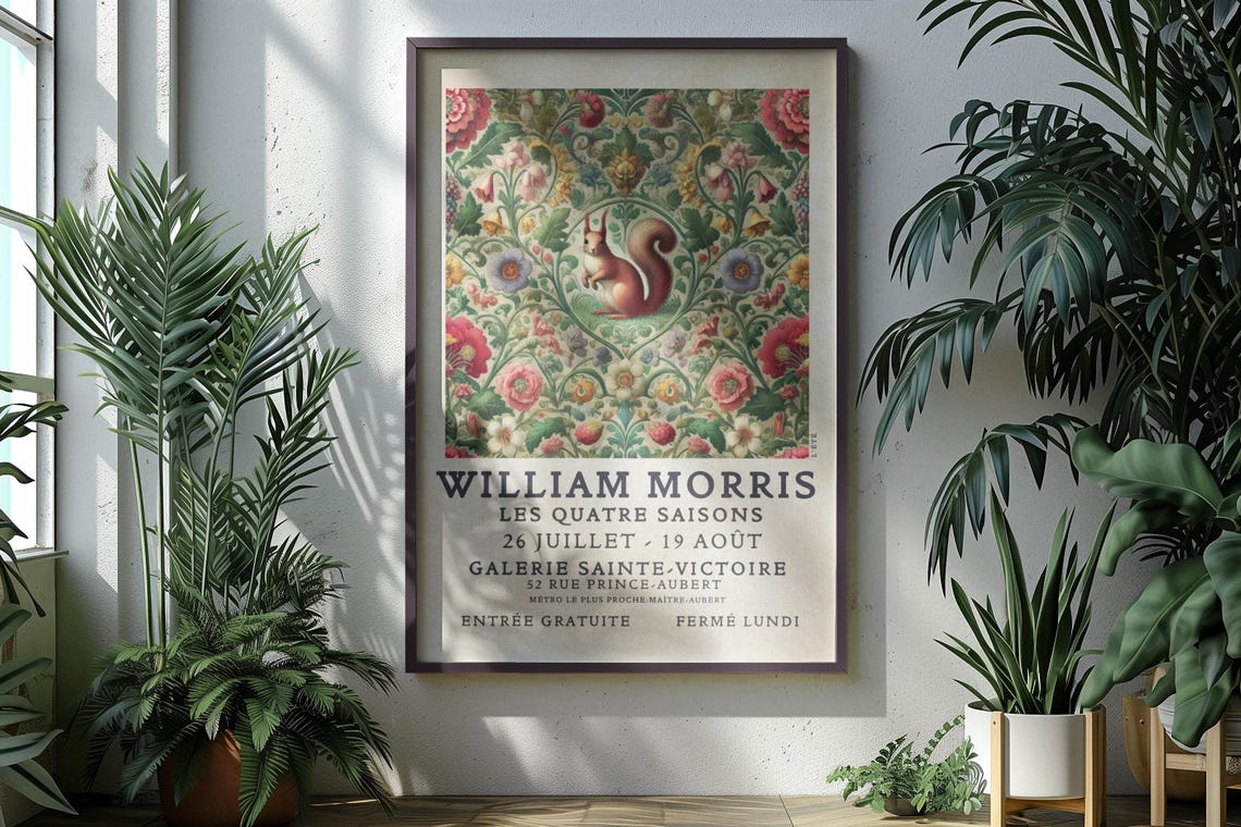 William Morris Summer Red Squirrel Floral Gallery Art Poster - Image 3