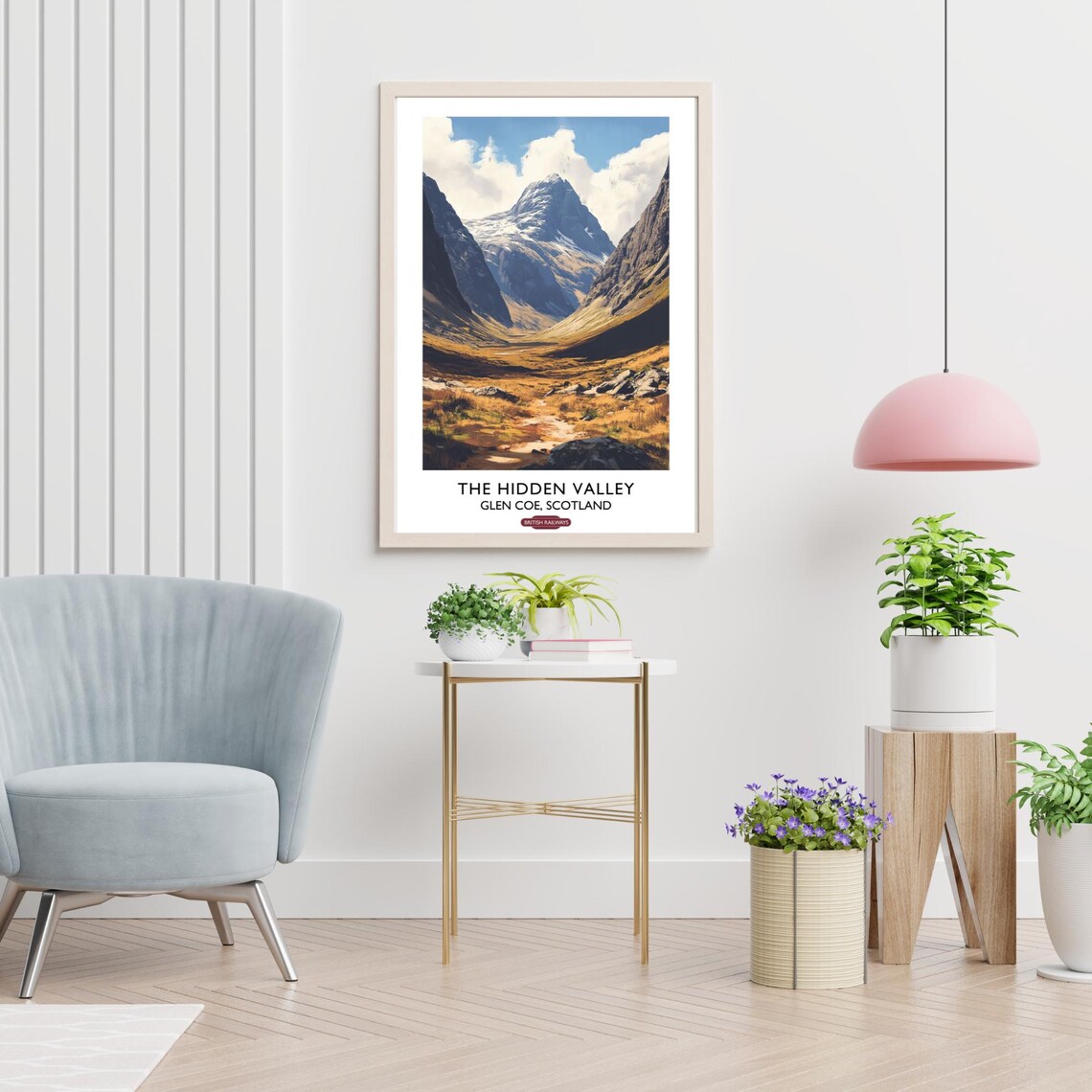 Glen Coe Scotland Hidden Valley Snowy Peaks Autumn Landscape Poster - Image 3