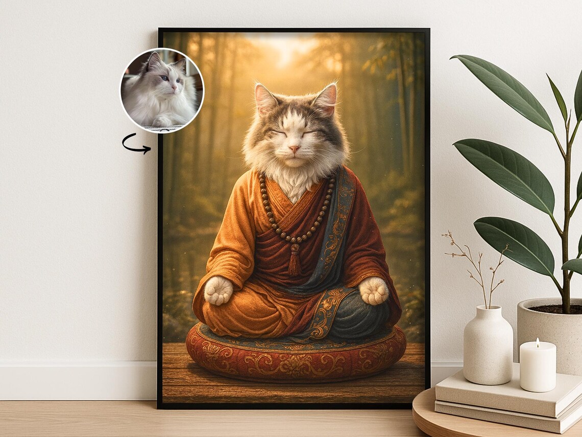 Custom Buddha Pet Portrait Zen Spiritual Art Print