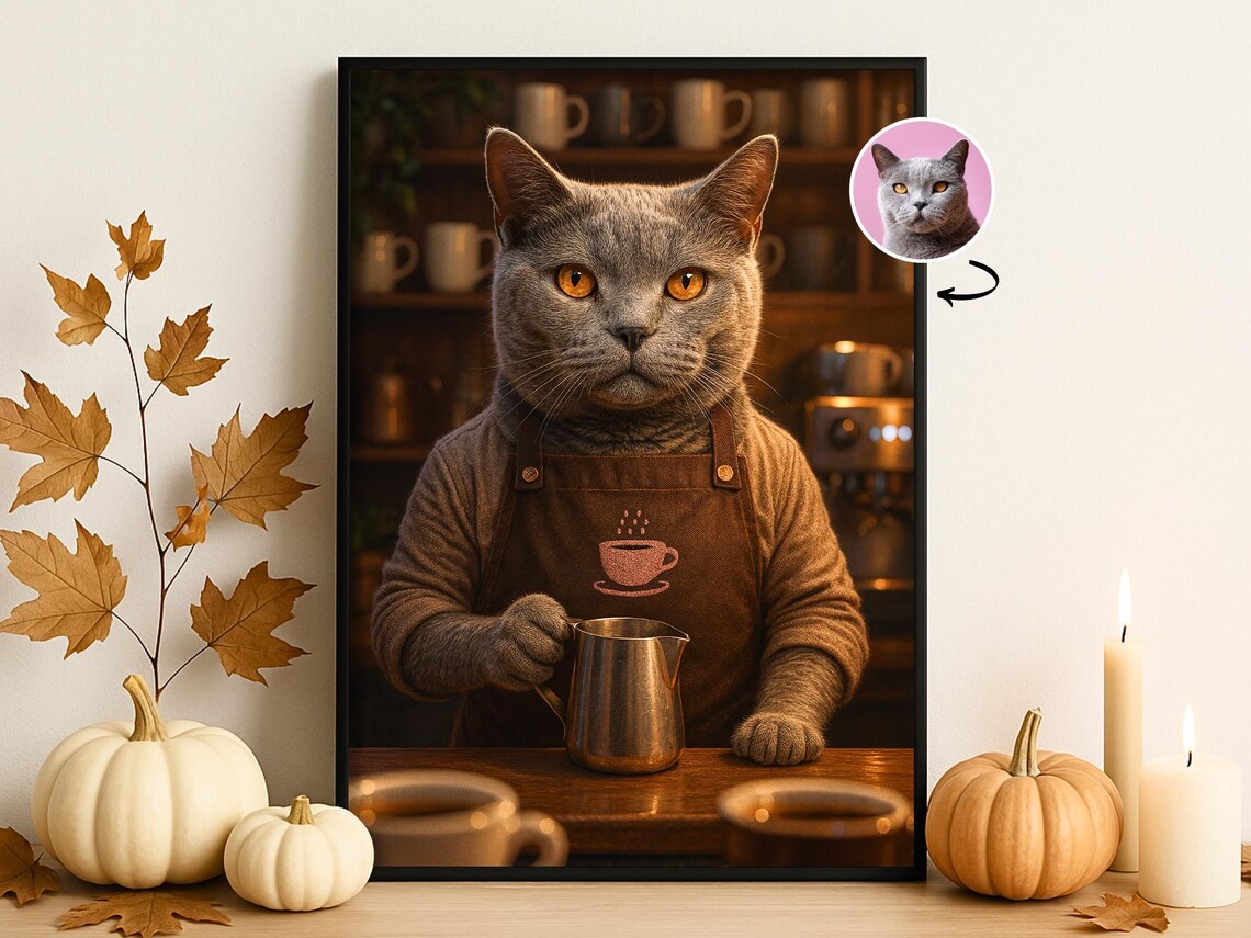Custom Pet Portrait Barista Cat and Dog Coffee Art