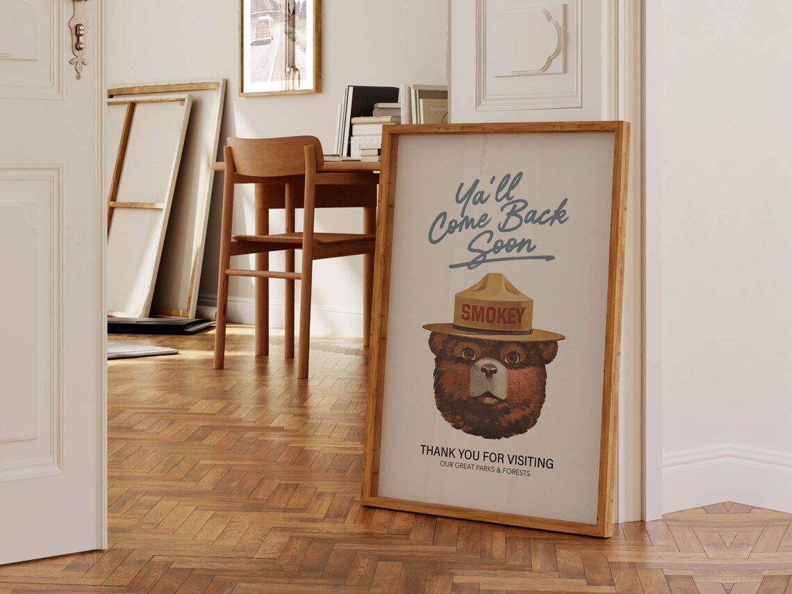 Smokey Bear Yall Come Back Soon National Parks Thank You Poster