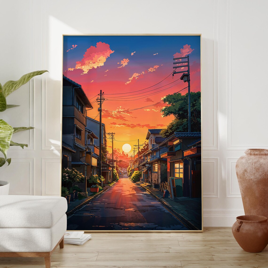 Anime Cityscape Art Print, Lofi Vibrant City View - Image 2