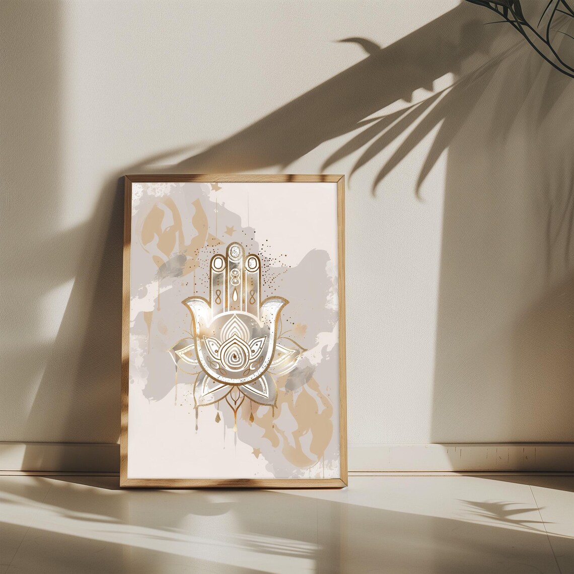 Gold Hamsa Hand Mandala Protective Spiritual Boho Art Poster - Image 5