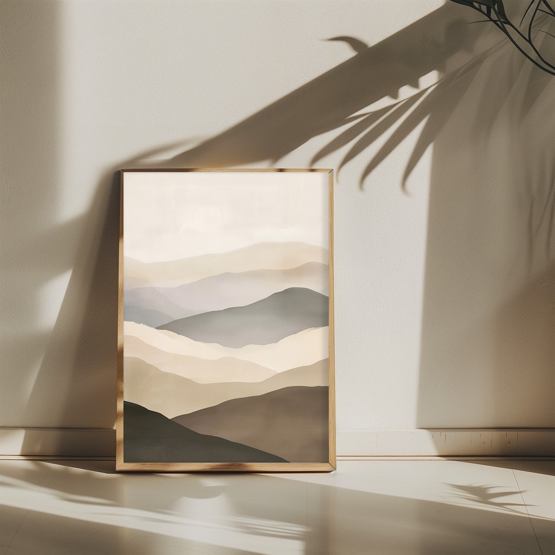 Neutral Abstract Mountain Layers Minimal Beige Landscape Poster - Image 5