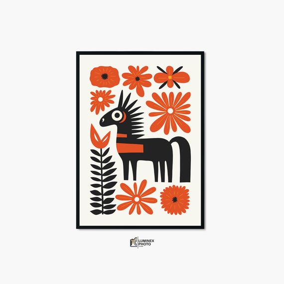 Instant Art Illustrationnordic Horse Photography Print Abstract Scandinavian Wall