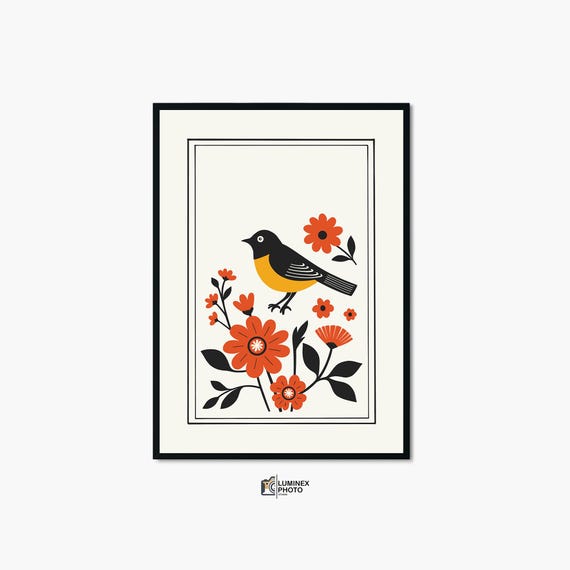 Instant Art Illustrationnordic Abstract Flower Birds Photography Print Scandinavian Wall