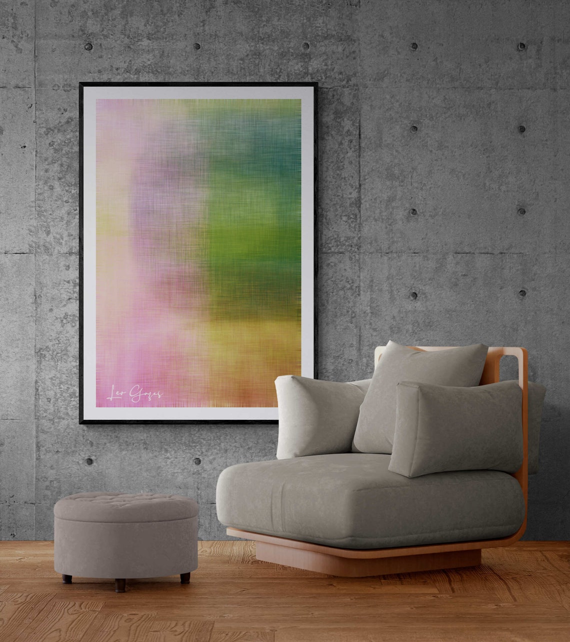 Soft Pink and Green Blurred Gradient Minimal Abstract Art Print - Image 4