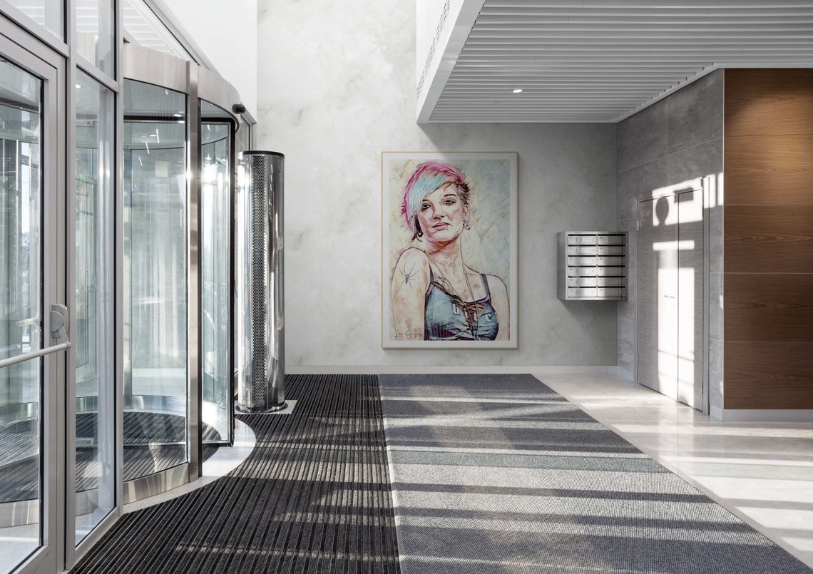 Colorful Punk Hipster Tattoo Woman Portrait Wall Art Poster Punk Girl Print Tattoo Modern Minimalist Living Room Wall Art Entry Hall - Image 3