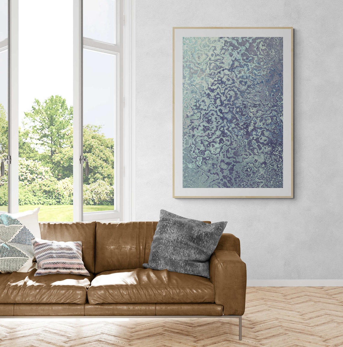 Modern Bold Blue Green Marble Abstract Boho Painting Art Poster - Image 5
