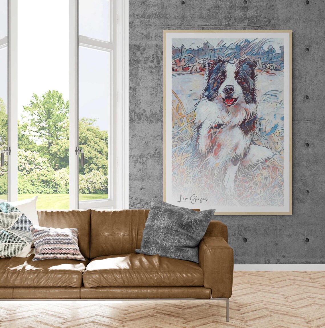 Border Collie Puppy in the Snow Watercolor Dog Portrait Print - Image 4